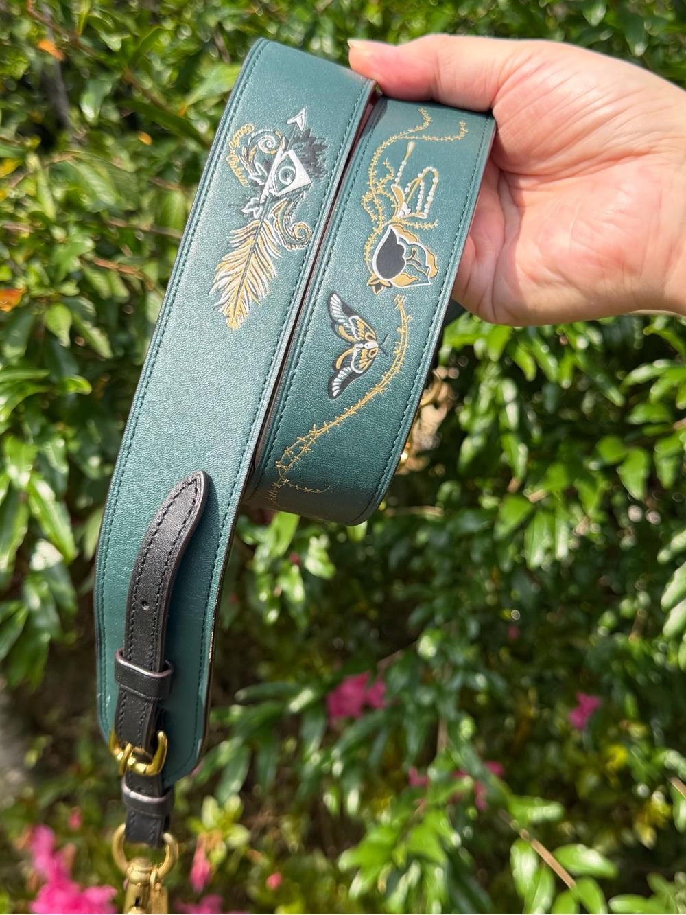 Coach Strap With Tattoo 37132 Evergreen Brass Glovetanned Leather Chelsea Champl